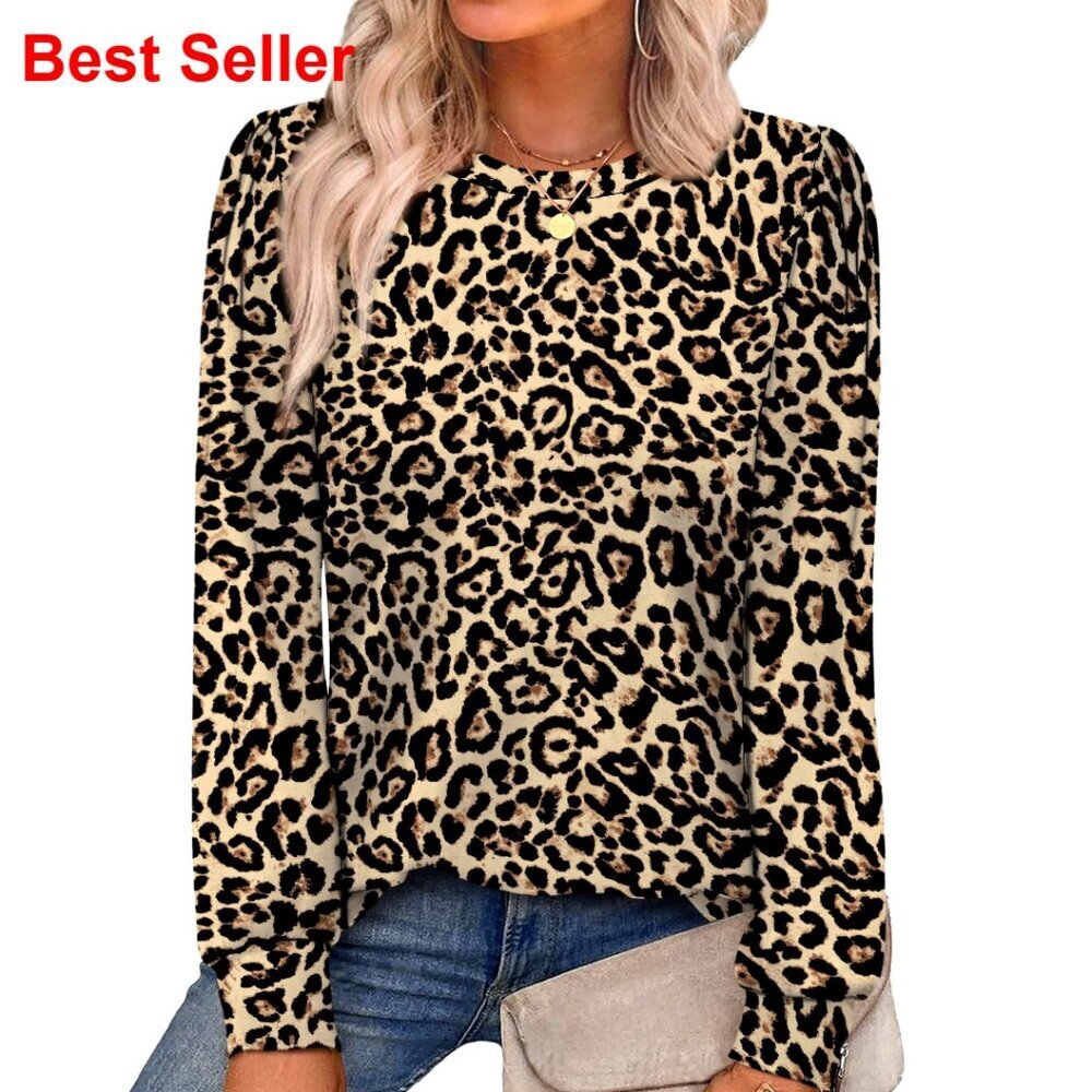 Long Sleeve Tunic Top Polyester Spandex Loose Fit Casual Blouse